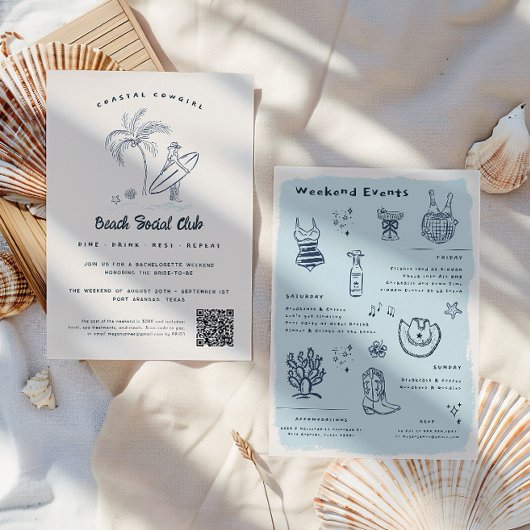 cowgirl | Waanzinnige Doodle Bachelorette Kaart