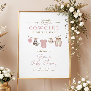 Cowgirl Wasklijn Baby Shower Welkomstposter Poster