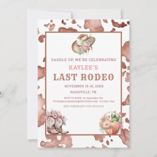 Cowgirl Waterverf Laatste Rodeo vrijgezellenweeken Kaart (Voorkant)