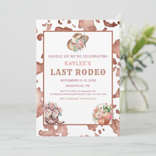 Cowgirl Waterverf Laatste Rodeo vrijgezellenweeken Kaart (Staand voorkant)