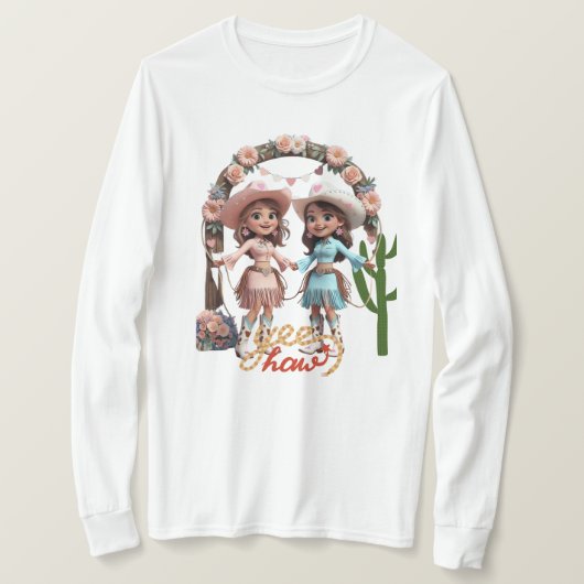 “Cowgirl Wedding Celebration T-shirt (Design voorkant)