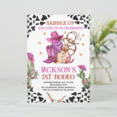 Cowgirl Western 1e Rodeo Verjaardagsfeest Kaart (Staand voorkant)