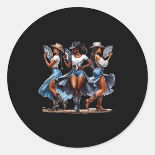 Cowgirl Western Afro Zwarte Vrouwen Afrikaanse Zwa Ronde Sticker