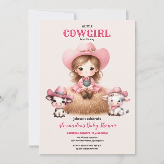 Cowgirl Western Baby Meisje Baby shower Kaart (Voorkant)
