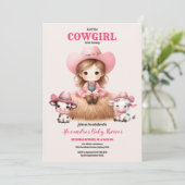 Cowgirl Western Baby Meisje Baby shower Kaart (Staand voorkant)