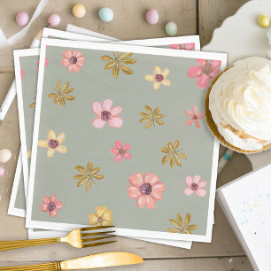 Cowgirl Western Baby shower Boho Flowers Boots Servet