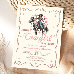 Cowgirl Western Baby shower Kaart