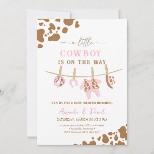 Cowgirl Western Brown Plaid Baby shower Kaart