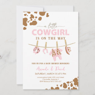 Cowgirl Western Brown Plaid Baby shower Kaart