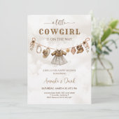 Cowgirl Western Bruine Geruite Baby shower Kaart (Staand voorkant)