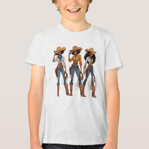 Cowgirl Western Country Texas Rodeo Zwart Afrikaan Tri-Blend Shirt