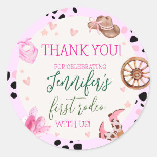 Cowgirl Western Country verjaardag favor Ronde Sticker