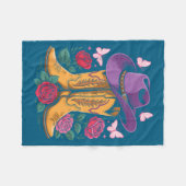 Cowgirl Western Cowboy Hat Boots With Roses Countr Fleece Deken (Voorkant (Horizontaal))