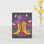 Cowgirl Western Cowboy Hat Boots With Roses Countr Kaart (Gele Bloem)