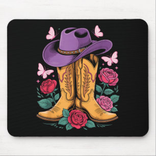 Cowgirl Western Cowboy Hoed Laarzen Met Rozen Land Muismat