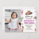 Cowgirl Western Eerste Rodeo 1e Verjaardagsfeest Kaart (Voorkant)