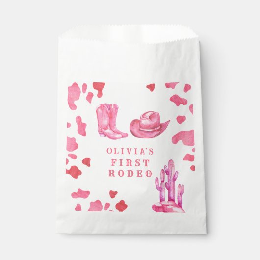 Cowgirl Western First Rodeo Birthday Party  Bedankzakje (Voorkant)
