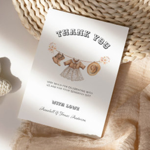 Cowgirl Western Land Baby shower Bedankkaart