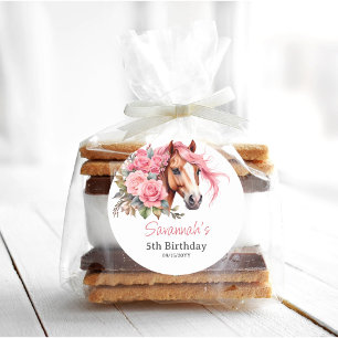 Cowgirl Western Paard Verjaardagsfeest Ronde Sticker