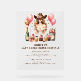 Cowgirl Western Rodeo Bachelorette Vrijgezellenfee Acryl Bord
