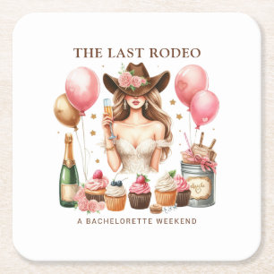 Cowgirl Western Rodeo Bachelorette Vrijgezellenfee Kartonnen Onderzetters