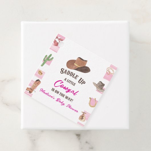 Cowgirl Western Rodeo Wild West Baby shower Bedankjes Labels (In situ)
