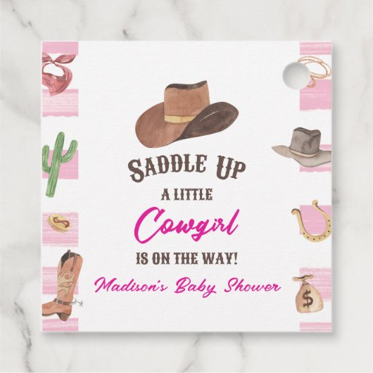 Cowgirl Western Rodeo Wild West Baby shower Bedankjes Labels (Achterkant)