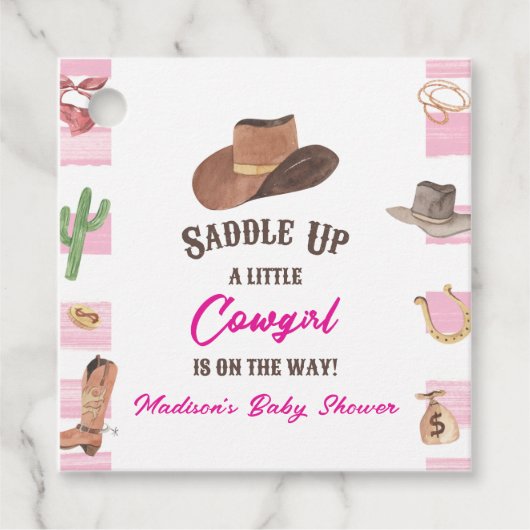 Cowgirl Western Rodeo Wild West Baby shower Bedankjes Labels (Voorkant)