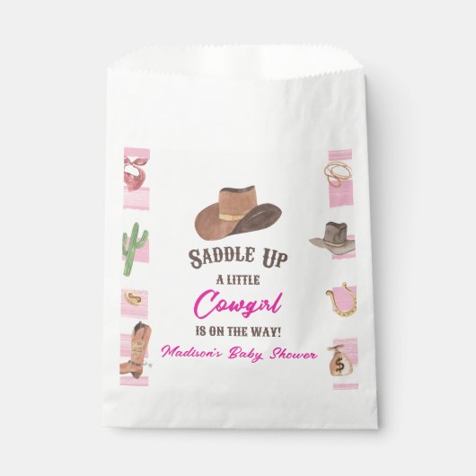 Cowgirl Western Rodeo Wild West Baby shower Bedankzakje (Voorkant)