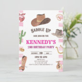 Cowgirl Western Rodeo Wild West Verjaardagsfeest Kaart (Staand voorkant)