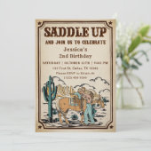 Cowgirl Western Rodeo Wild West Verjaardagsfeest Kaart (Staand voorkant)