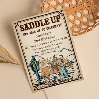 Cowgirl Western Rodeo Wild West Verjaardagsfeest Kaart