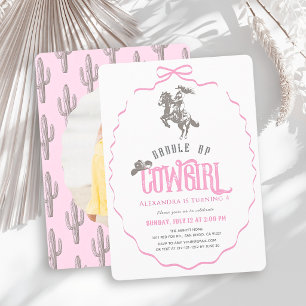 Cowgirl Western 'Roze Strikers Meisje Foto Verjaar Kaart