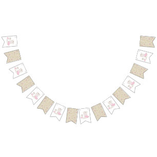 Cowgirl Western thema Roze Baby shower Vlaggetjes
