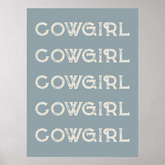 Cowgirl Western Typografie Retro Ranch Cabin Poster (Voorkant)