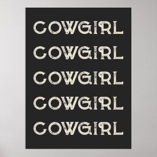 Cowgirl Western Typografie Retro Ranch Cabin Poster