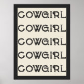 Cowgirl Western Typografie Retro Ranch Cabin Poster (Voorkant)