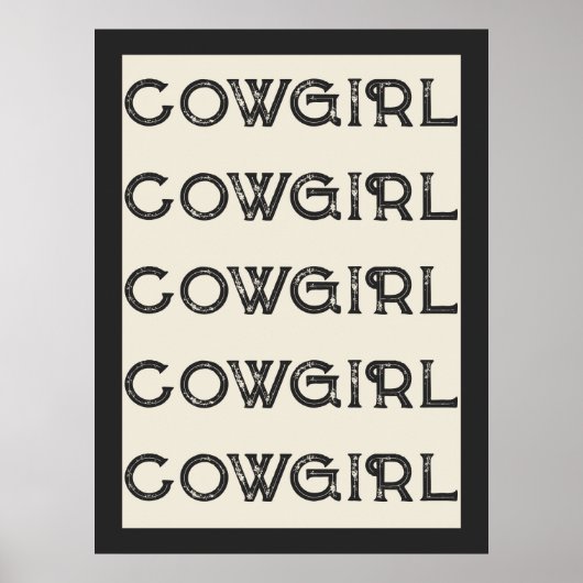 Cowgirl Western Typografie Retro Ranch Cabin Poster (Voorkant)