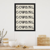 Cowgirl Western Typografie Retro Ranch Cabin Poster (Keuken)