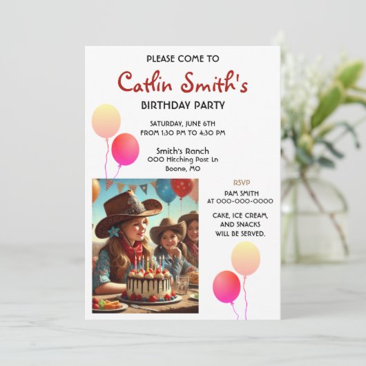 Cowgirl Western verjaardagsfeestje Kaart (Staand voorkant)