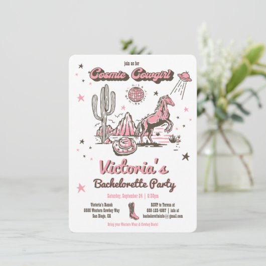 Cowgirl Westerne Bachelorette Kaart (Staand voorkant)