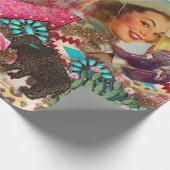 Cowgirl westerne collage turquoise boots chic meid cadeaupapier (Hoek)