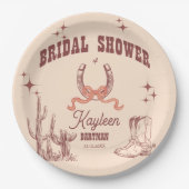 Cowgirl westerne retro vrijgezellenfeest aangepast papieren bordje (Voorkant)