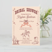 Cowgirl westerne retro vrijgezellenfeest kaart (Staand voorkant)