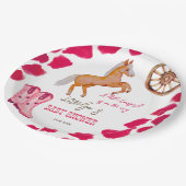 Cowgirl westerne rodeo schattig baby shower roze papieren bordje (Gekanteld)