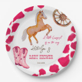 Cowgirl westerne rodeo schattig baby shower roze papieren bordje (Voorkant)