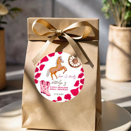 Cowgirl westerne rodeo schattig baby shower roze ronde sticker