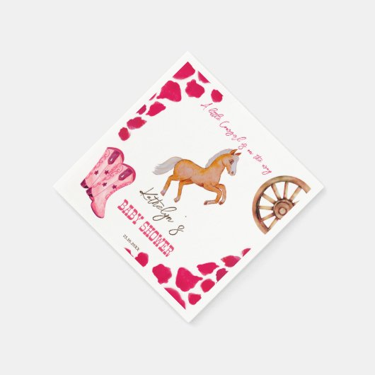 Cowgirl westerne rodeo schattig baby shower roze servet (Hoek)
