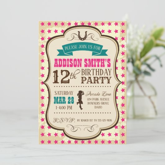 Cowgirl Westerne uitnodiging (Staand voorkant)