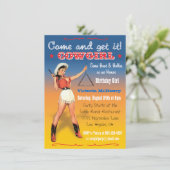 Cowgirl Westerne uitnodiging van de Birthday Party (Staand voorkant)